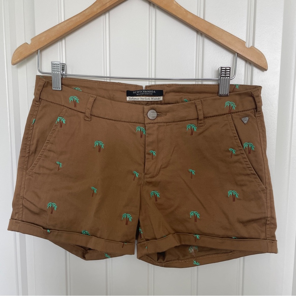 🍀Scotch & Soda Brown Palm Tree Women's Shorts